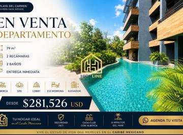 Departamento · 79m² · 2 Recámaras · 2 Estacionamientos · Departamento en Venta de 2 Recamaras en Tulum Gym con Vistas Panoramicas Alberca Privada