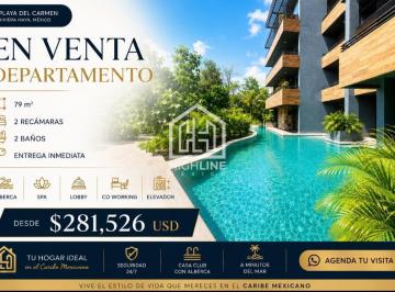 Departamento · 79m² · 2 Recámaras · 2 Estacionamientos · Departamento en Venta de 2 Recamaras en Tulum Gym con Vistas Panoramicas Alberca Privada