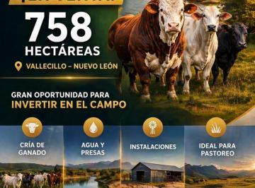 Terreno / Lote · 60ha · 3 Recámaras · Rancho en Venta - Vallecillo, Nuevo León. (758 Hectáreas)