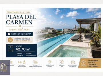 Departamento · 42m² · 1 Recámara · 1 Estacionamiento · Departamento en Venta Playa del Carmen Cerca del Mar Entrega Inmediata con Gimnasio