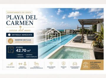 Departamento · 42m² · 1 Recámara · 1 Estacionamiento · Departamento en Venta Playa del Carmen Cerca del Mar Entrega Inmediata con Gimnasio