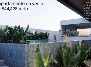 Departamento · 44m² · 1 Recámara · Departamento en Playa del Carmen 1 Habitacion Baño Cocina Alberca Roof Top Gimnasio Cowork Roof Bar