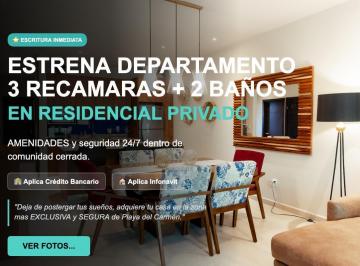 Departamento · 109m² · 3 Recámaras · 1 Estacionamiento · Departamento 3 Recamaras en Venta, Amenidades, Residencial, Playa del Carmen