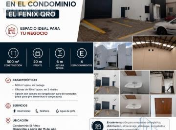 Bodega comercial · 500m² · 4 Estacionamientos · Bodega Comercialbodega en El Condominio El Fenix Qro
