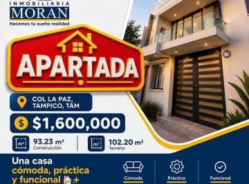 Casa · 102m² · 3 Recámaras · 1 Estacionamiento · Casa en Venta Col. La Paz, Tampico, Tam