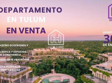 Departamento · 72m² · 1 Recámara · 1 Estacionamiento · Departamento Estudio en Venta en Tulum/a Pasos de La Playa/total Rentabilidad