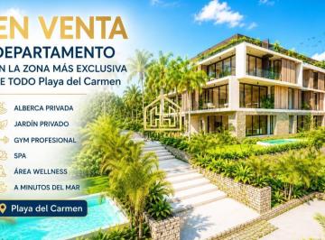 Departamento · 70m² · 1 Recámara · 2 Estacionamientos · Departamento en Venta en El Corazon de Playa del Carmen con Alberca y Jardin Privado