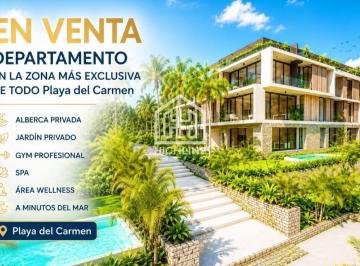 Departamento · 70m² · 1 Recámara · 2 Estacionamientos · Departamento en Venta en El Corazon de Playa del Carmen con Alberca y Jardin Privado