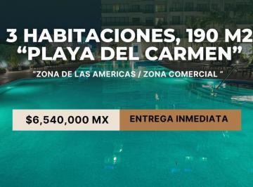 Departamento · 190m² · 3 Recámaras · 2 Estacionamientos · Entrega Inmediata en Playa del Carmen 4 Habitaciones Alberca, Cancha de Padel