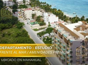 Departamento · 42ha · 1 Recámara · 1 Estacionamiento · Estudio en Venta Frente Al Mar en Mahahual | Amueblado con Jacuzzi, Alberca y Gym