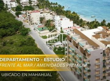 Departamento · 42ha · 1 Recámara · 1 Estacionamiento · Estudio en Venta Frente Al Mar en Mahahual | Amueblado con Jacuzzi, Alberca y Gym