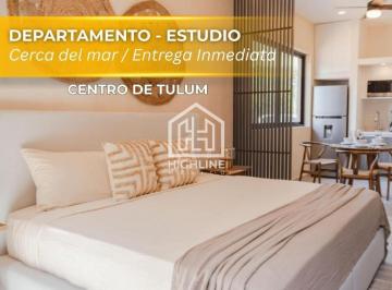 Departamento · 38ha · 1 Recámara · 1 Estacionamiento · Estudio en Venta de Entrega Inmediata en El Centro de Tulum a m de La Playa | Alberca y Gym