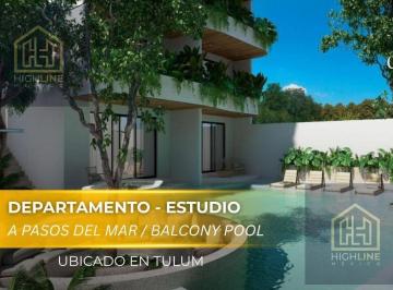 Departamento · 40ha · 1 Recámara · 1 Estacionamiento · Estudio en Venta con Balcony Pool en Tulum a Pocos m del Mar | Alberca y Gym