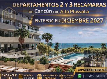 Departamento · 145m² · 3 Recámaras · 2 Estacionamientos · Departamentos en Cancún con Vista Al Mar y Amenidades Premium