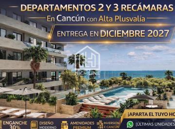 Departamento · 145m² · 3 Recámaras · 2 Estacionamientos · Departamentos en Cancún con Vista Al Mar y Amenidades Premium