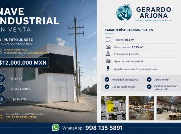 Nave industrial , Cancún · Nave Industrial / Bodega en Venta Sobre Av Puerto Juarez - Cancun
