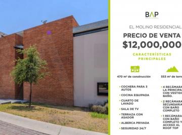 Casa de 4 habitaciones, León · Casa con 553 m² Superficie de Terreno y 4 Habitaciones en Venta, Residencial El Molino