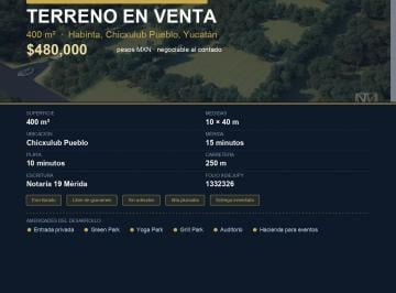 Terreno / Lote , Chicxulub Pueblo · Terreno en Venta — 400 m² en Habinta, Chicxulub Pueblo, Yucatán