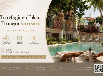 Departamento · 88m² · 1 Recámara · Estudio en Tulum | Pre Venta | Alberca Propia | a 15 Min de La Playa | Rentabilidad