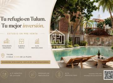 Departamento · 88m² · 1 Recámara · Estudio en Tulum | Pre Venta | Alberca Propia | a 15 Min de La Playa | Rentabilidad