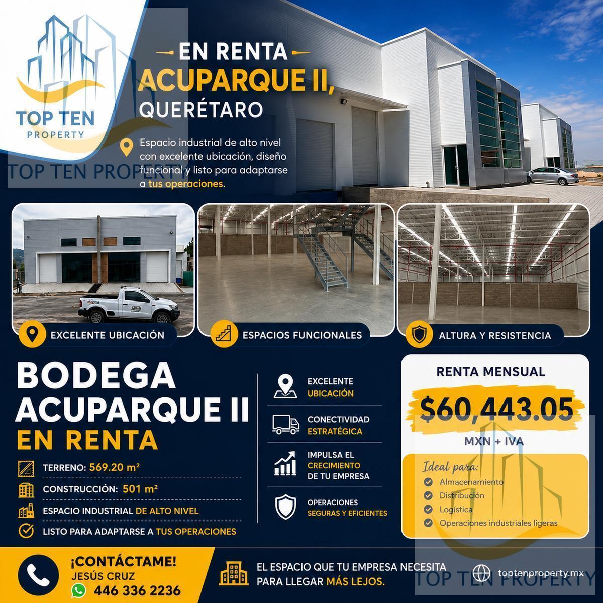 Industrial Warehouse for Rent in Acuparque II, Querétaro