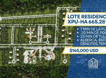 Terreno / Lote · 665m² · Lote Residencial de Lujo en Venta en Xpuha Riviera Maya | 665 m² | Cenotes Privados | Parque Central