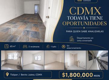Departamento de 2 habitaciones, Benito Juárez · Departamento en Venta en Tlalpan, Cdmx$1,800,000 Mxn | Solo Pago de Contado