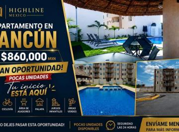Departamento · 49m² · 2 Recámaras · 1 Estacionamiento · Departamento 2 Recámaras en Cancún con Amenidades Desde $860,000 Mxn