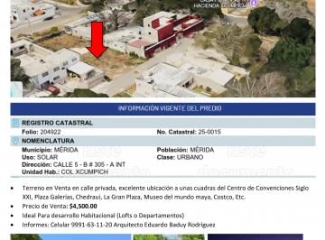 Terreno / Lote , Mérida · Terreno en Venta en Xcupich Excelente Ubicación
