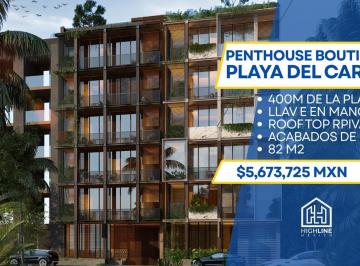Departamento · 82m² · 2 Recámaras · 1 Estacionamiento · Penthouse Boutique en Venta Playa del Carmen, Rooftop Piscina, Club de Playa, Paseo del Carmen, Cozu