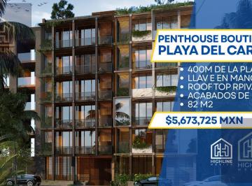 Departamento · 82m² · 2 Recámaras · 1 Estacionamiento · Penthouse Boutique en Venta Playa del Carmen, Rooftop Piscina, Club de Playa, Paseo del Carmen, Cozu