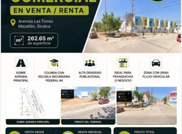 Terreno comercial , Mazatlán · Terreno Comercial en Venta o Renta en Av Las Torres o Gardenias en Mazatlán Sinaloa