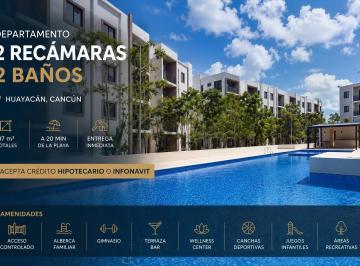 Departamento · 87m² · 2 Recámaras · 2 Estacionamientos · Departamento 2 Recámaras en Cancún - Huayacan | Entrega Inmediata | con Alberca y Gimnasio