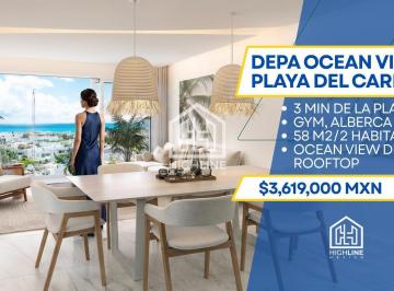 Departamento · 58m² · 2 Recámaras · 1 Estacionamiento · Departamento en Venta Playa del Carmen, 2 Recamaras, Rooftop Vista Al Mar, 3 Minutos Playa, Plusvalia