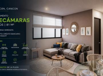 Departamento · 81m² · 3 Recámaras · 2 Estacionamientos · Departamento 3 Recámaras | Cancún | Entrega Inmediata | con Alberca