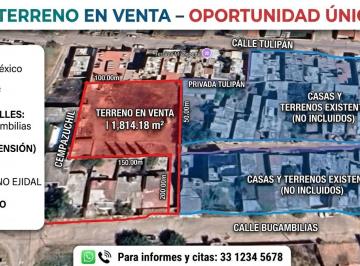 Terreno / Lote , Zapopan · ¡Excelente Terreno de 1,880 M&sup2;! Doble Frente y Servicios Listos Para Conectar.