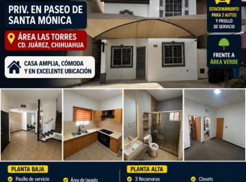 Casa de 3 habitaciones, Juárez · Casa en Renta – Área Las Torres | Cd. Juárez Privada en Paseo de San