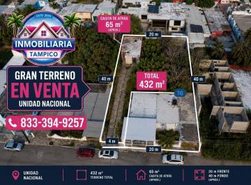 Terreno / Lote · 432m² · Casa y Terreno en Venta Colonia Unidad Nacional, Tampico