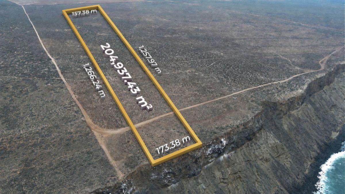 Lot 100% Deed-Recorded in Punta Colonet for Sale: 20 Ha with 173 m of Ocean Frontage (Cliffside).