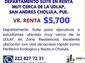 Departamento de 1 habitación, San Andrés Cholula · Departamento Suite en Renta, Muy Cerca de La Udlap, San Andres Cholula Puebla