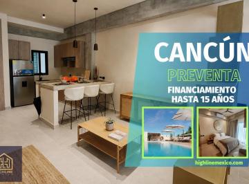 Departamento · 57m² · 1 Recámara · 1 Estacionamiento · Financiamiento Directo Hasta 15 Años. Estudio con Terraza en Cancún, Preventa. Ideal Para Airbnb.