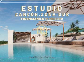 Departamento · 57m² · 1 Recámara · 1 Estacionamiento · Financiamiento Directo Hasta 15 Años. Estudio con Terraza en Cancún, Preventa. Ideal Para Airbnb.