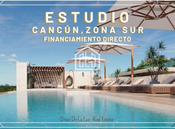 Departamento · 57m² · 1 Recámara · 1 Estacionamiento · Financiamiento Directo Hasta 15 Años. Estudio con Terraza en Cancún, Preventa. Ideal Para Airbnb.