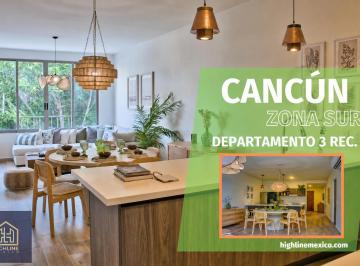 Departamento · 145m² · 3 Recámaras · 1 Estacionamiento · Oportunidad! Departamento de 3 Recámaras con Terraza. Cancún. Cancha de Padel, Gym, Alberca.