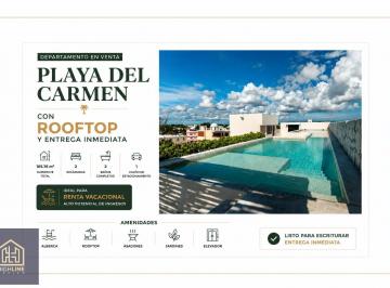 Departamento · 105m² · 1 Estacionamiento · Departamento en Venta en Playa del Carmen con Rooftop y Entrega Inmediata