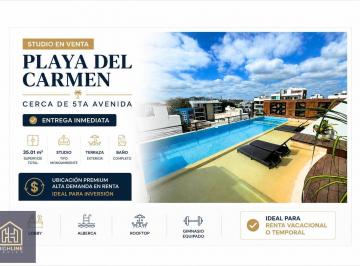 Departamento · 35m² · 1 Estacionamiento · Studio en Venta en Playa del Carmen Cerca de 5ta Av Entrega Inmediata