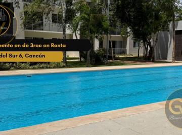Departamento · 3 Recámaras · Departamento en Renta de 3rec, Jardines del Sur 6, Cancún
