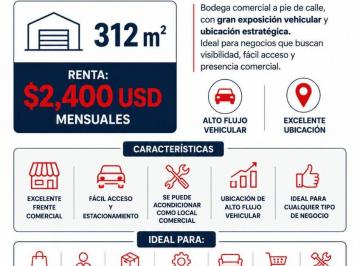Bodega comercial , Tijuana · Bodega Comercial de 312 m² en Renta en Tijuana