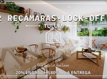 Departamento · 60m² · 2 Recámaras · 1 Estacionamiento · Departamento de 2 Recámaras Lock Off. Tulum. Alberca, Cowork, Gym. Ideal Para Airbnb