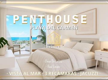 Departamento · 100m² · 3 Recámaras · Penthouse 3 Recámaras, Terraza, Jacuzzi, Vista Al Mar. Playa del Carmen. Rooftop, Alberca, Sportbar.